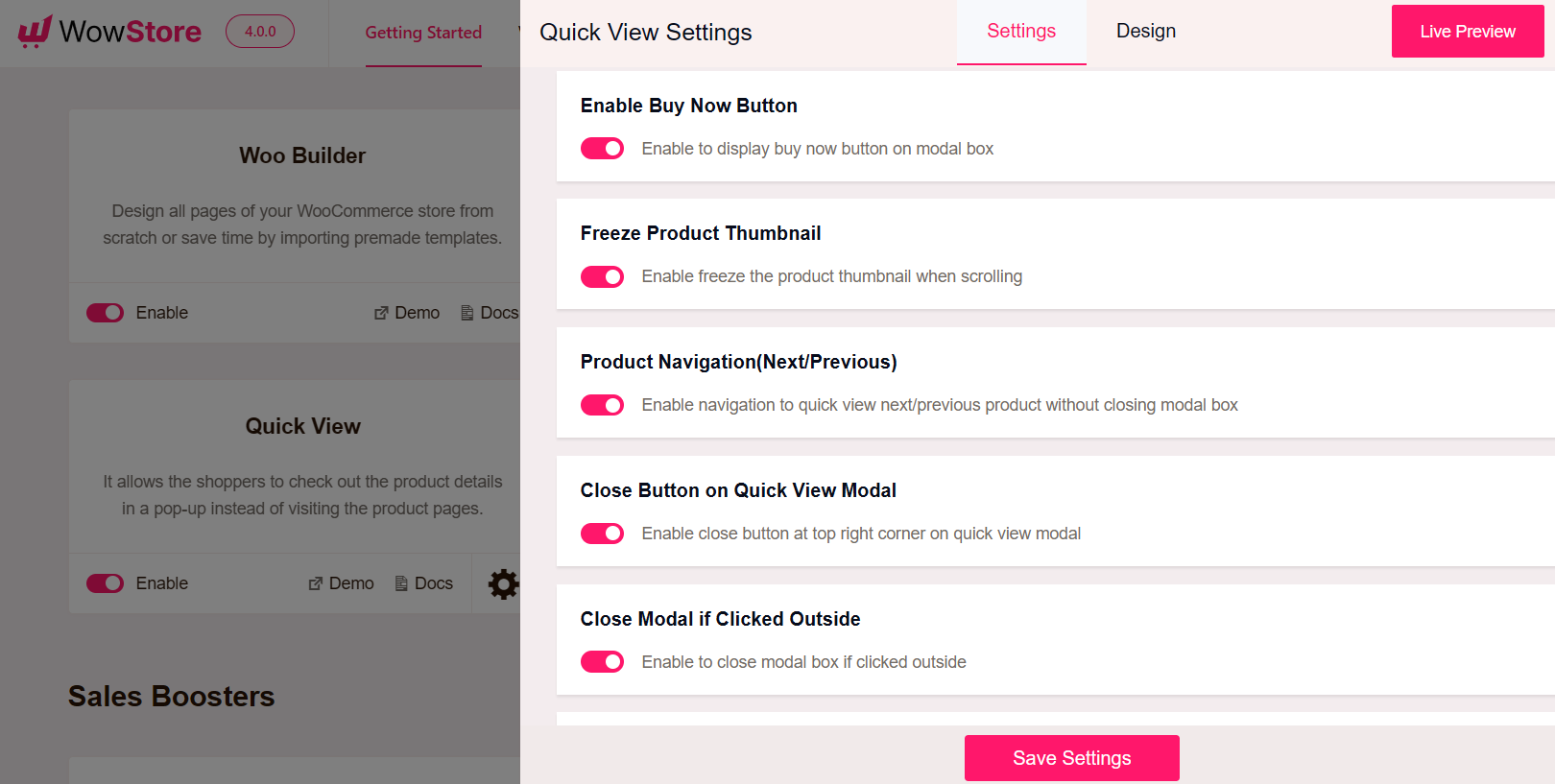 quickview other settings