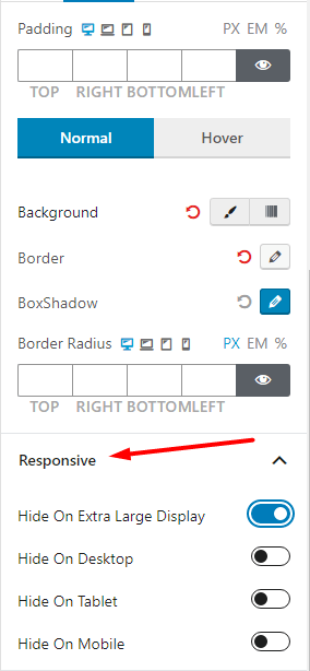 Responsive Settings 