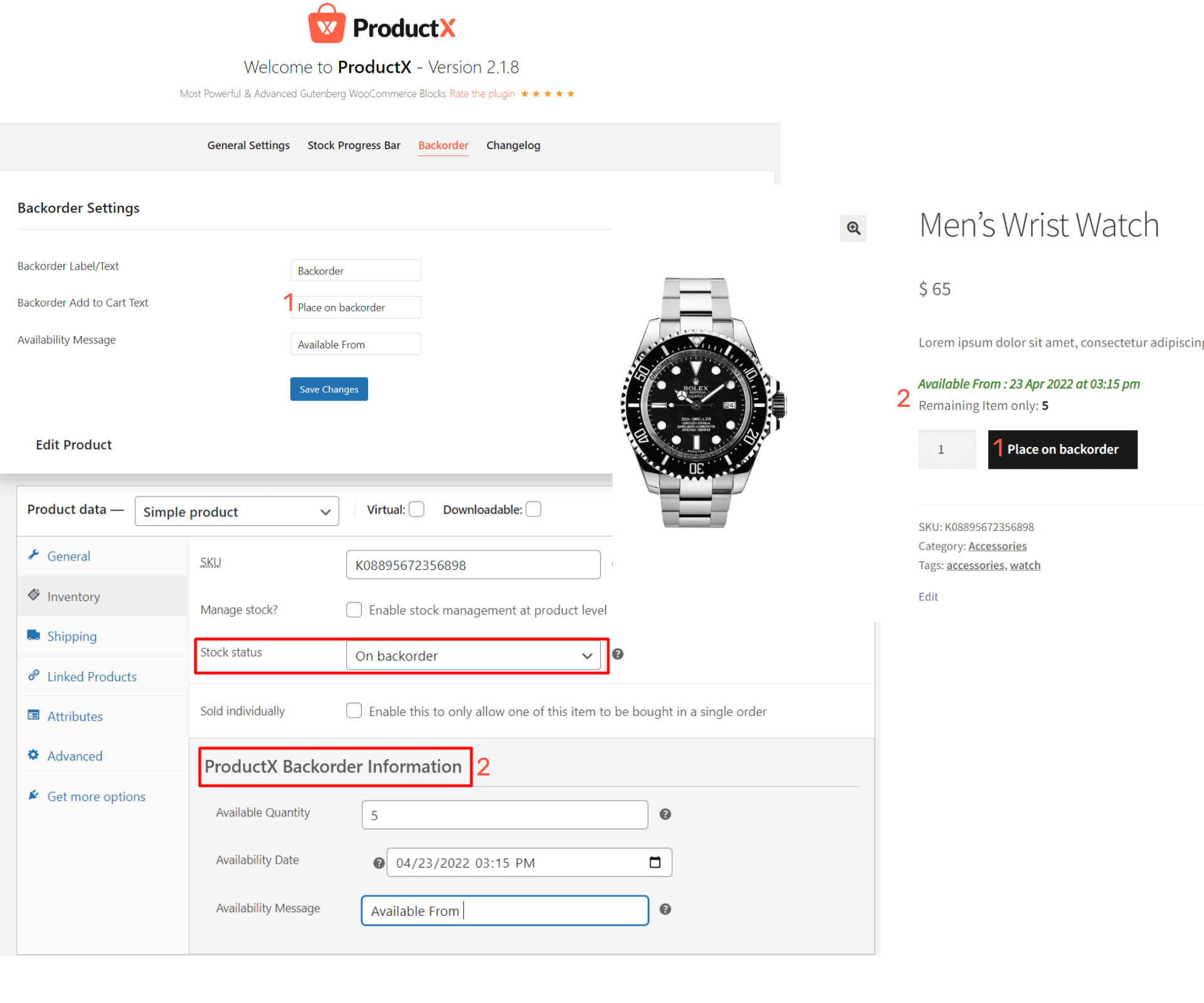 ProductX Backorder Information 