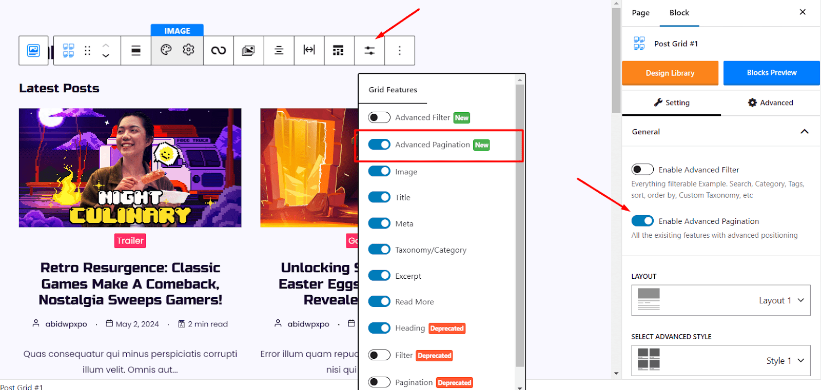 enabling advanced pagination