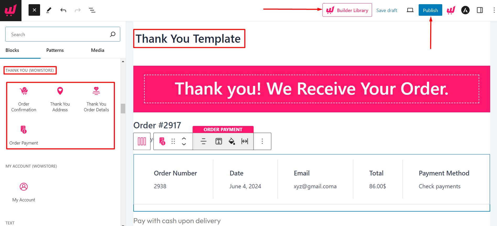 Editing the WooCommerce thank you page template