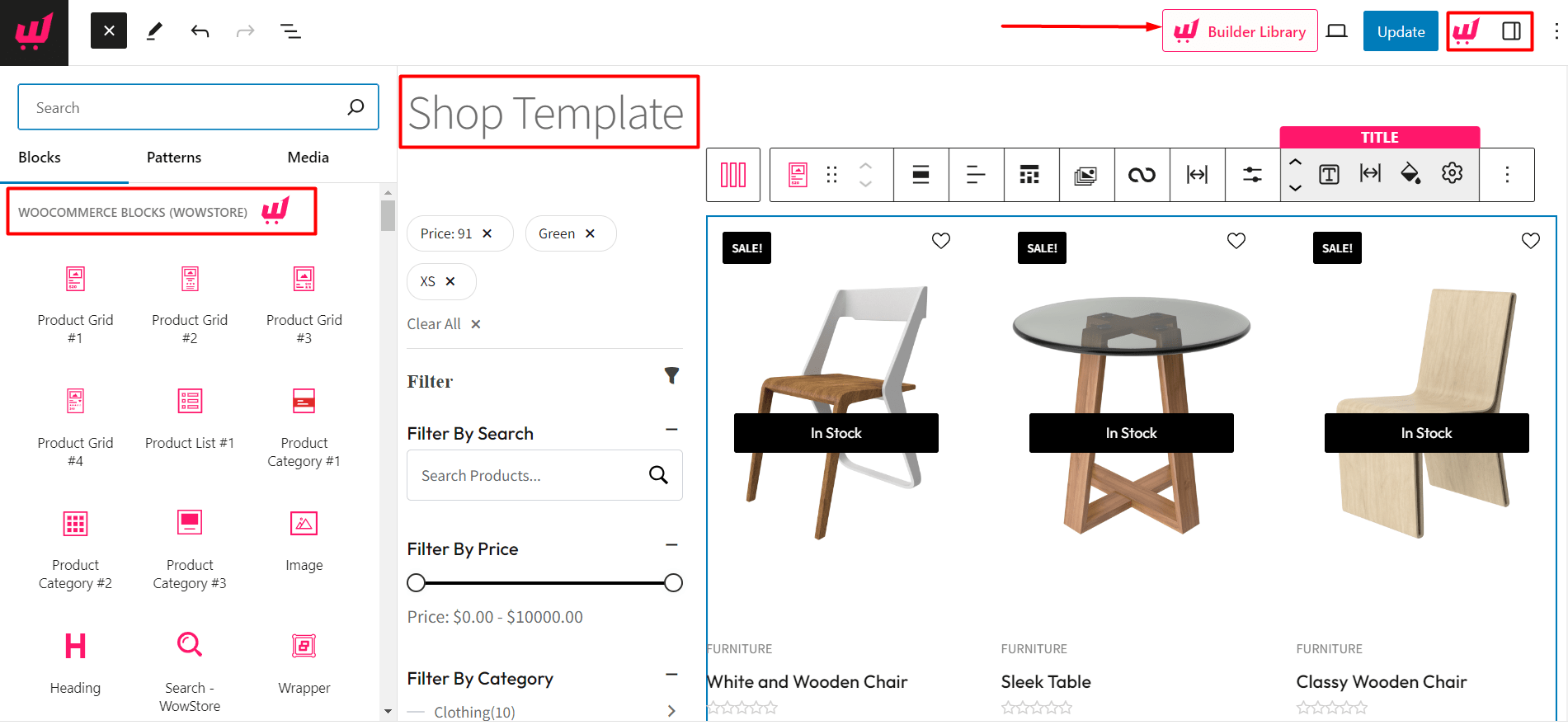 Editing the WowStore Shop Page Template