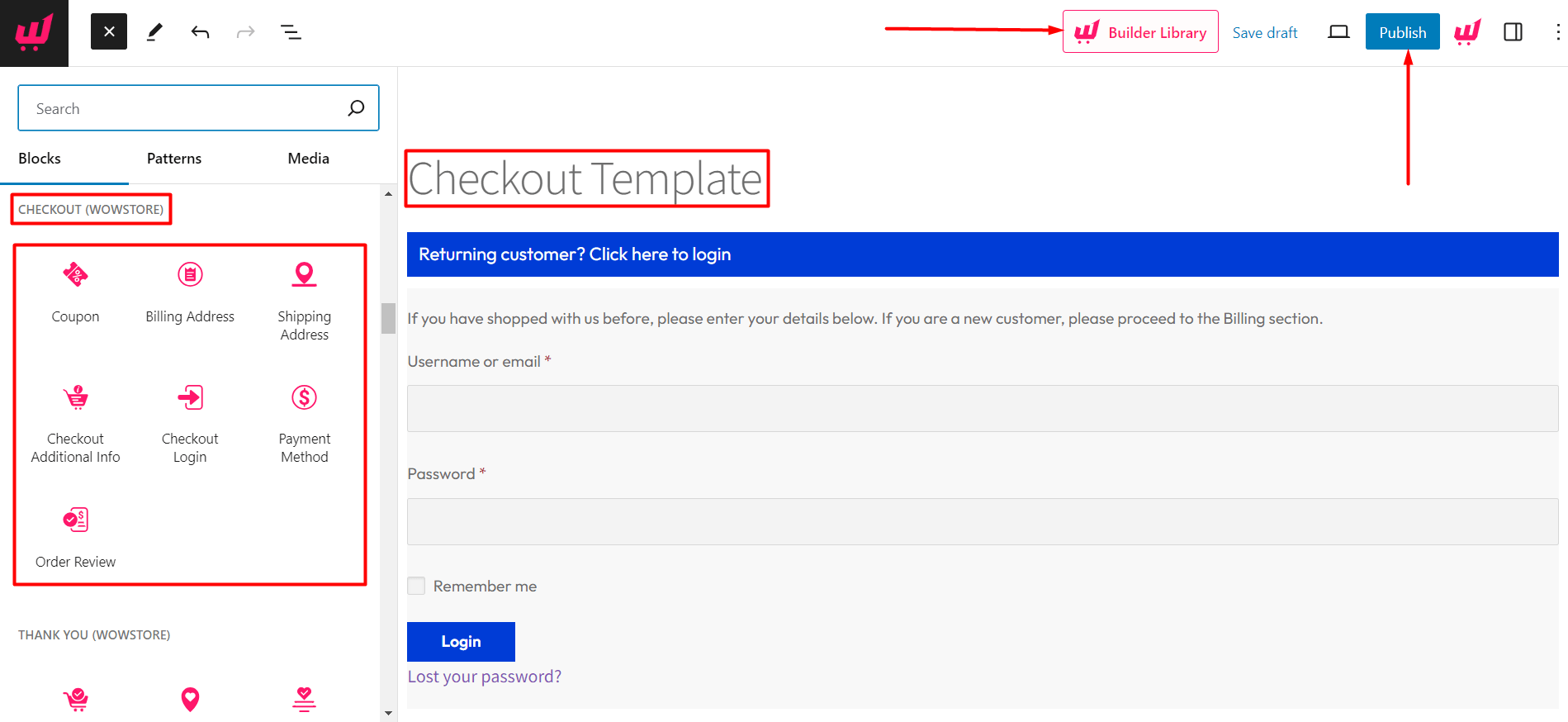 Editing the checkout page template