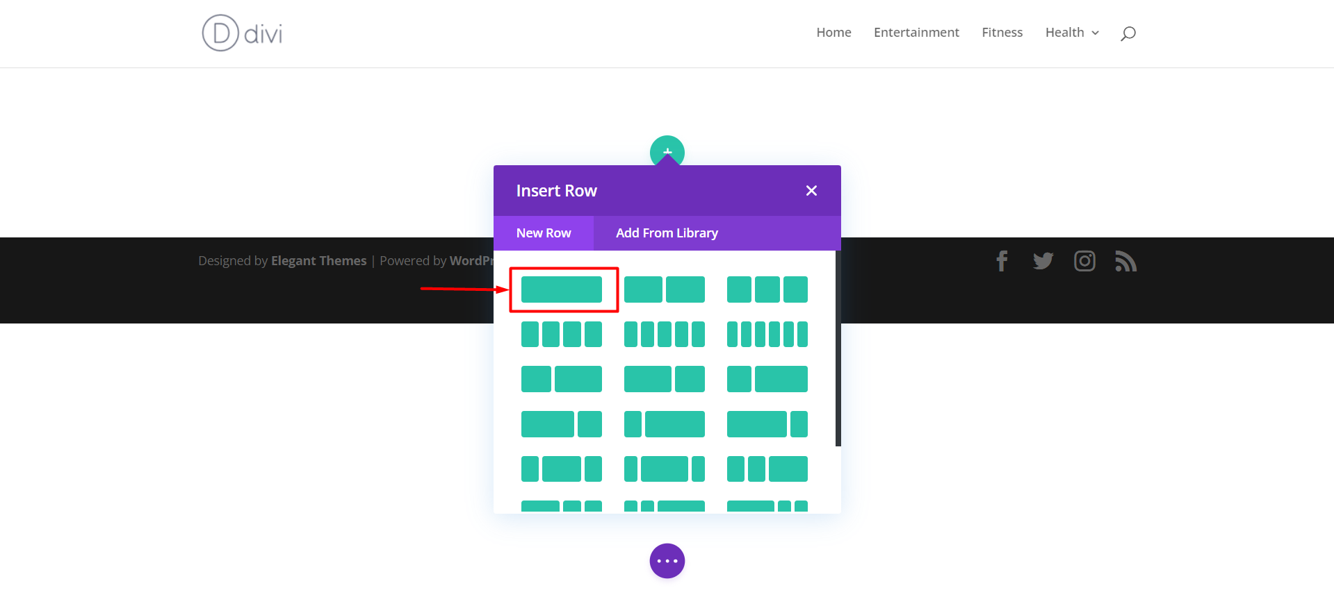 Adding Row in Divi Builder