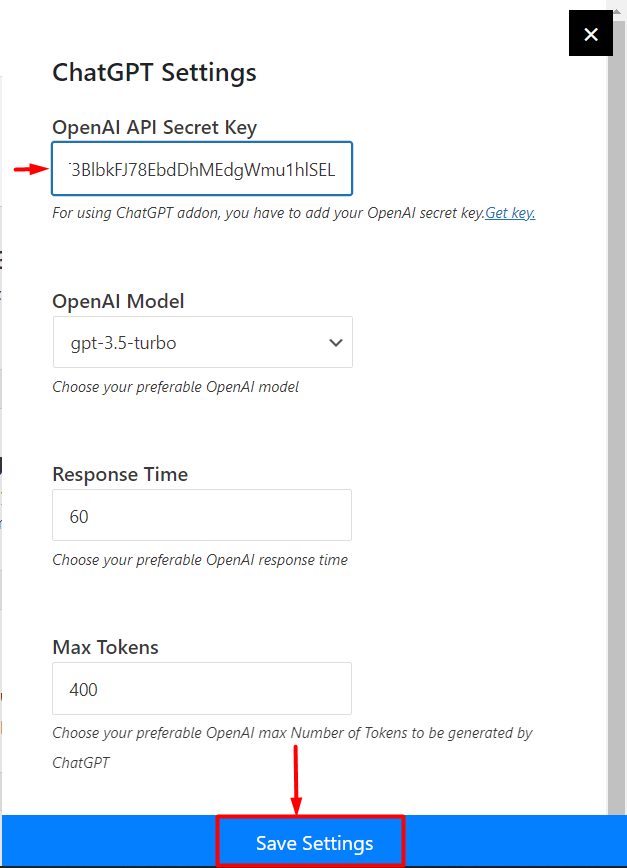 Saving ChatGPT Addon Setting