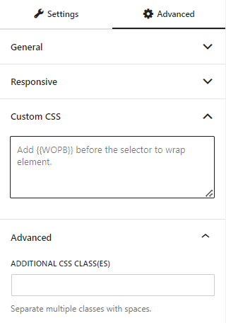 Advanced Custom CSS settings