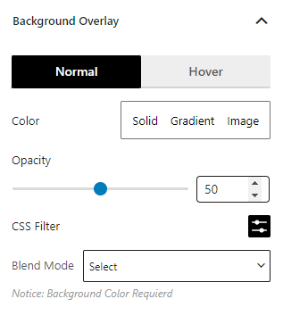 Background overlay settings