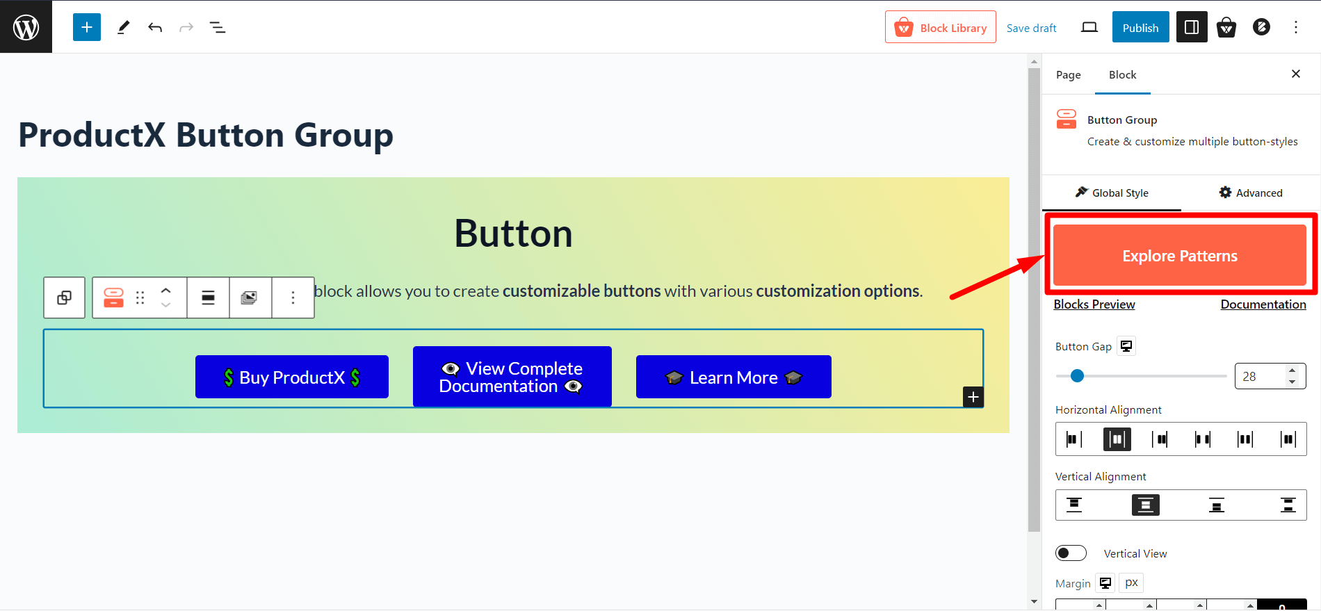 Button Group Block Explore Patterns