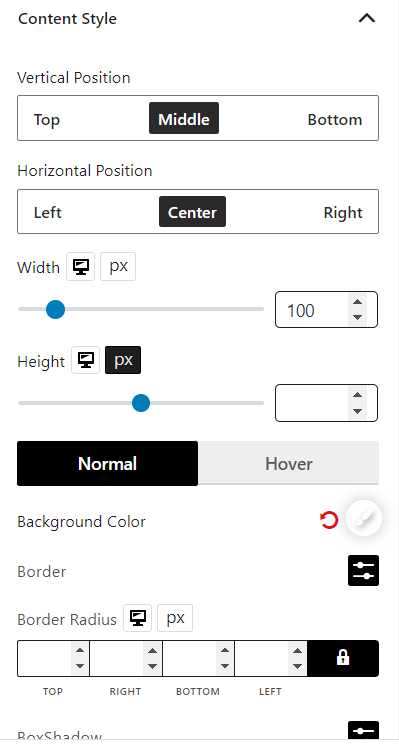 Product Category #1 Content Style Settings