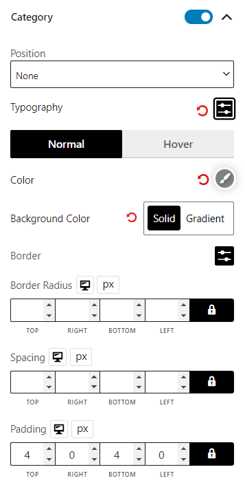 Product Grid #1 Category Settings