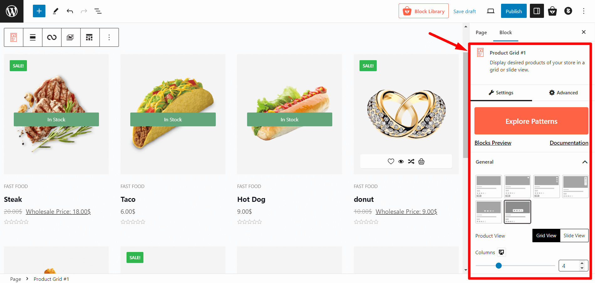 Product Grid #1 Customization Settings