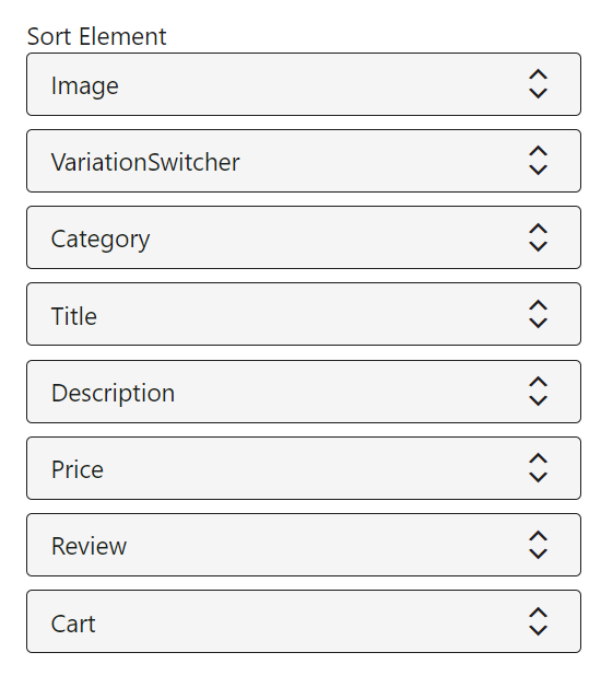 Product Grid #1 Element Sorting