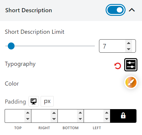 Product Grid #1 Short Description Settings