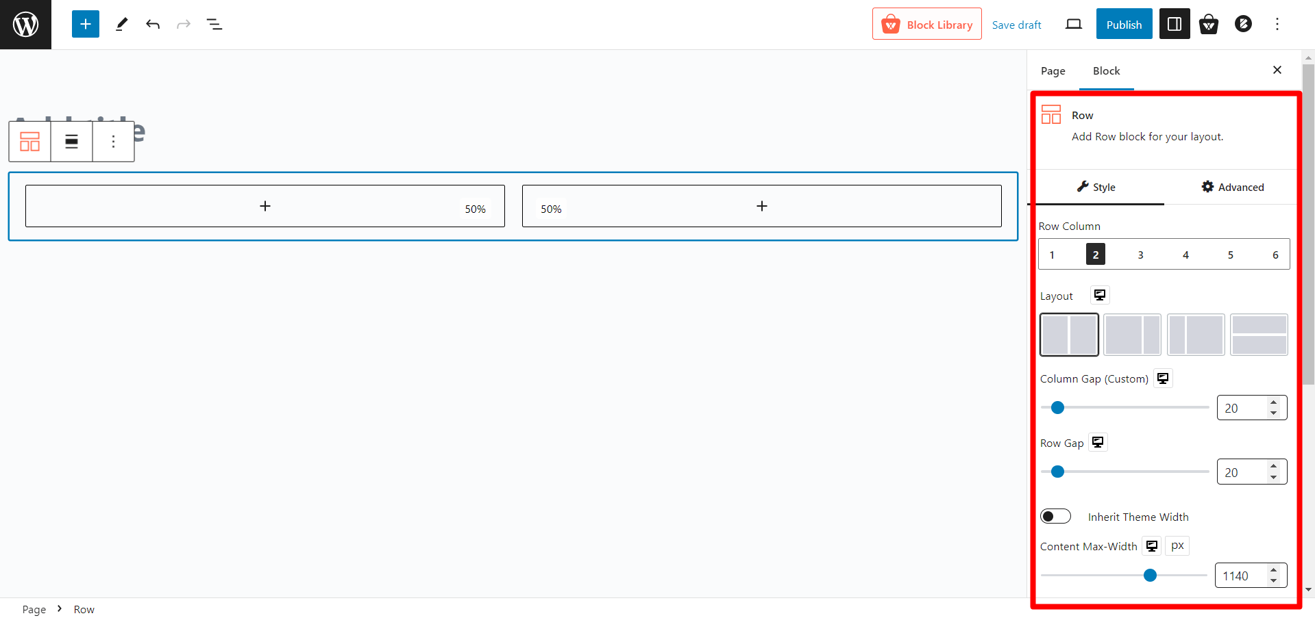 Row-Column Settings