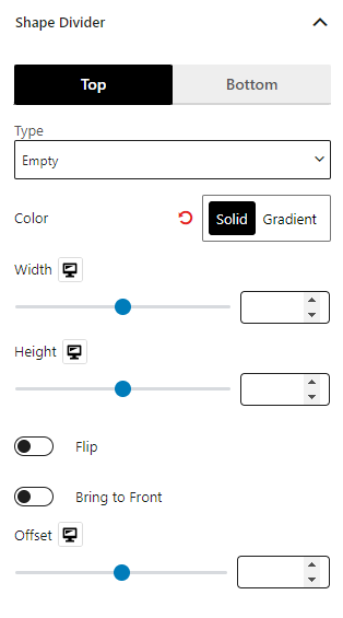 Shape Divider Settings