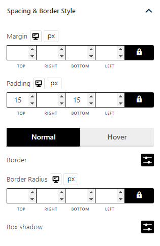 Spacing and Border Settings