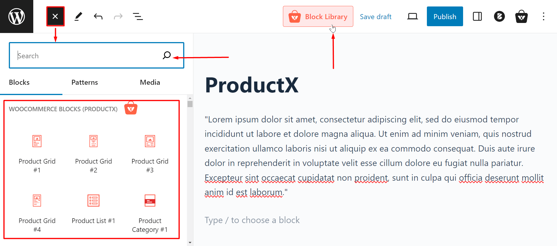Accessing ProductX Blocks 