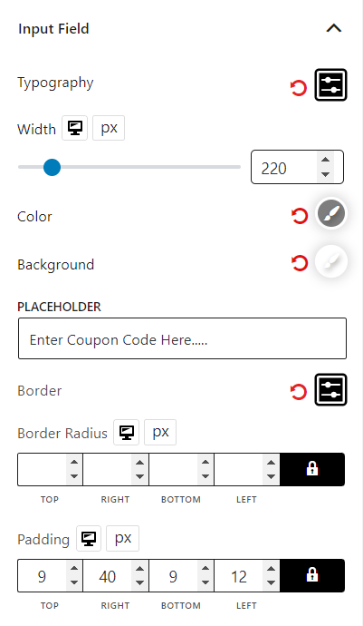 Coupon Block Input Field