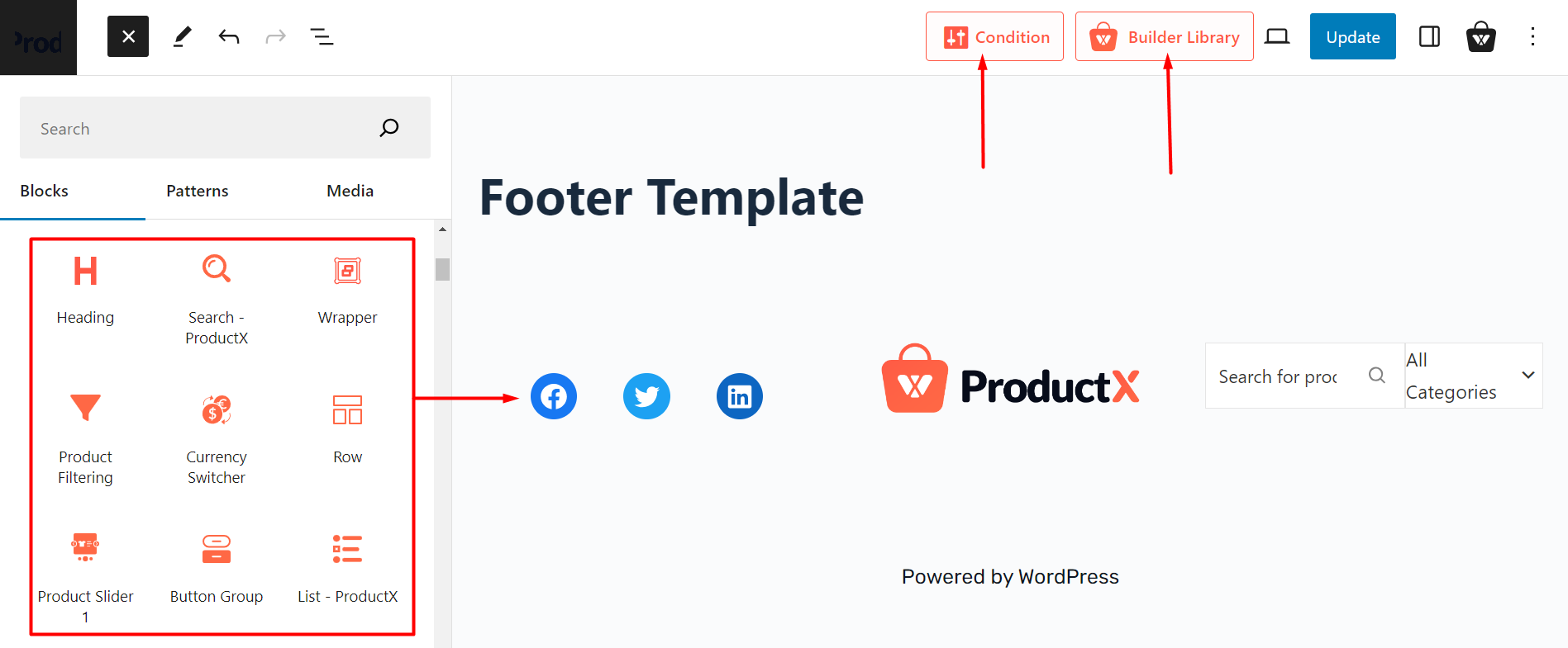 Creating and editing the footer template