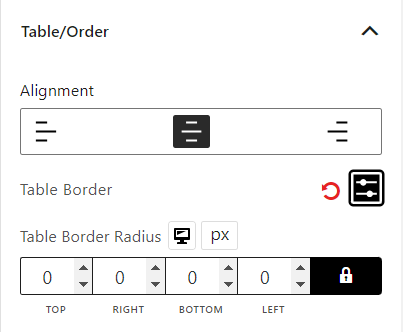 My Account Block Table-Order