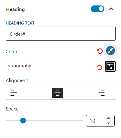 Order Confirmation Block Heading