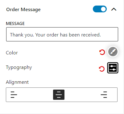 Order Confirmation Block Order Message