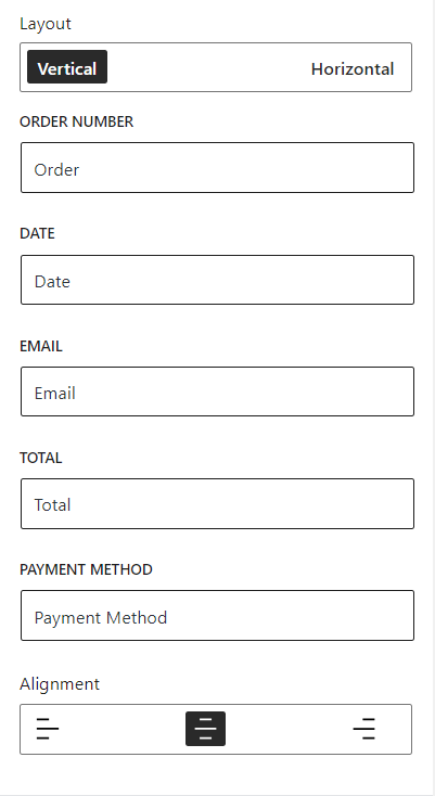 Order Payment Block General Settings