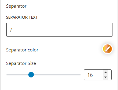 Product Breadcrumb Block Separator Settings