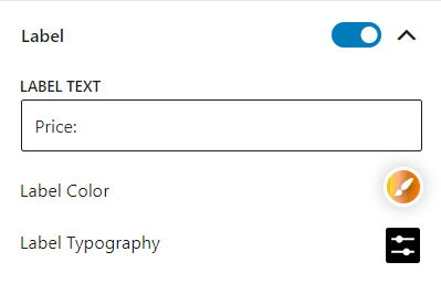 Product Price Block Label Settings