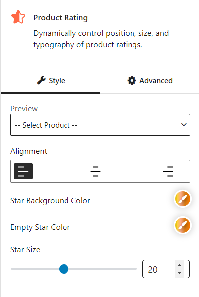 Product Rating Block General Settings