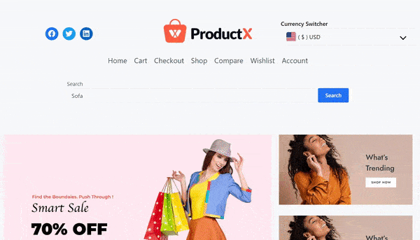 Product Search Front-end View