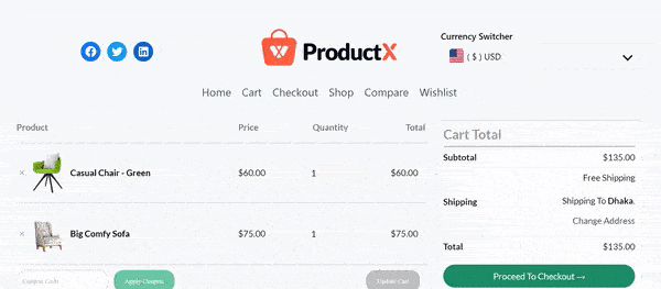 ProductX Checkout Page Front-end View