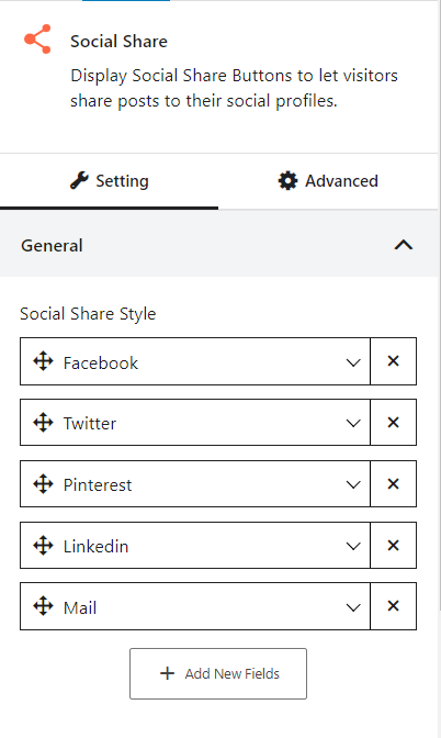 Social Share Block General Settings