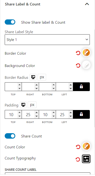 Social Share Block Share Label and Count