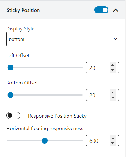 Social Share Block Sticky Position