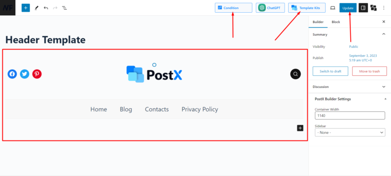 WordPress Header Template - WPXPO