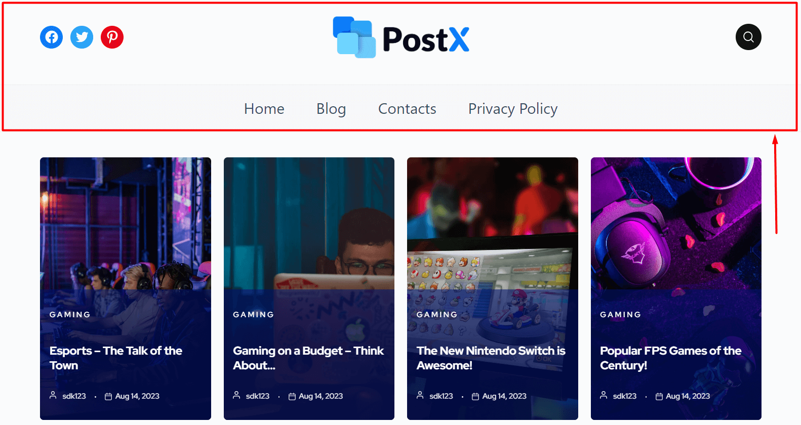WordPress Header Template Design with PostX