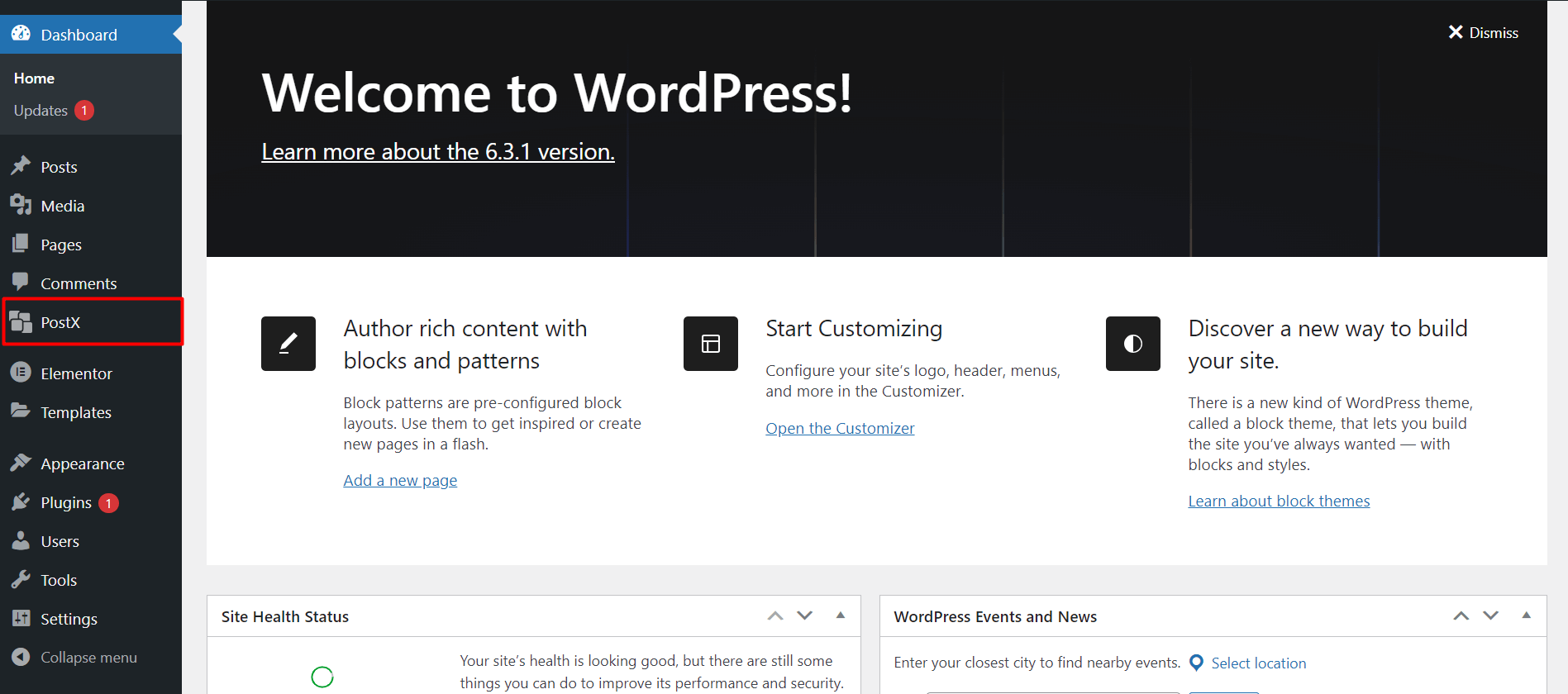 WordPress Dashboard 