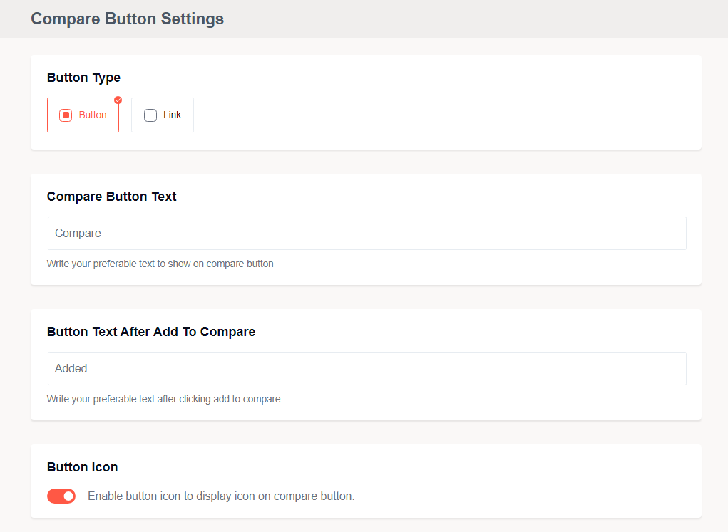 Compare Button Setting 