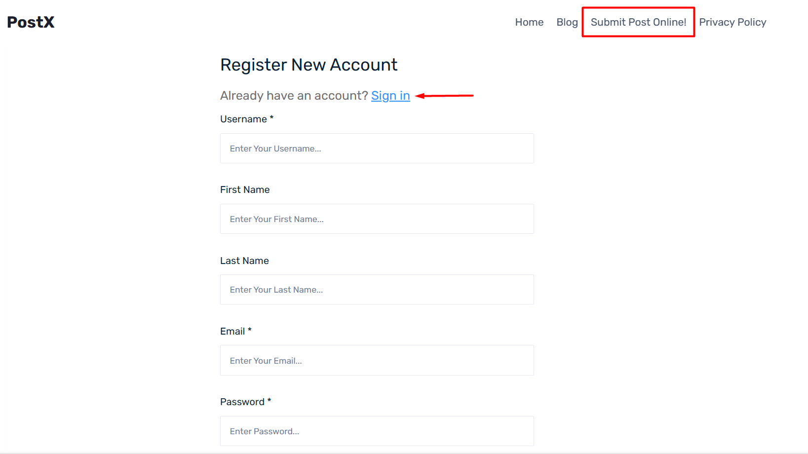 Register New Account