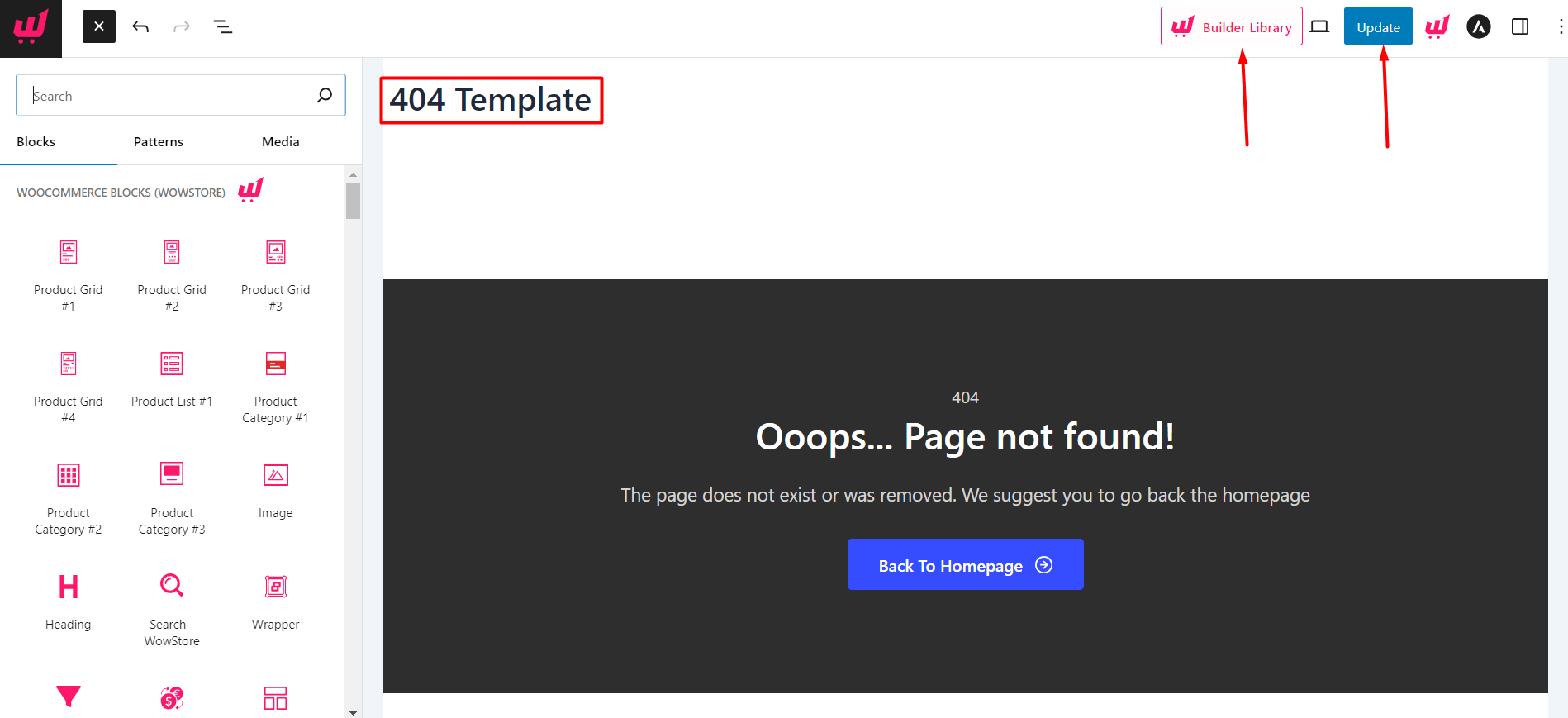 Editing the WowStore 404 Page Template