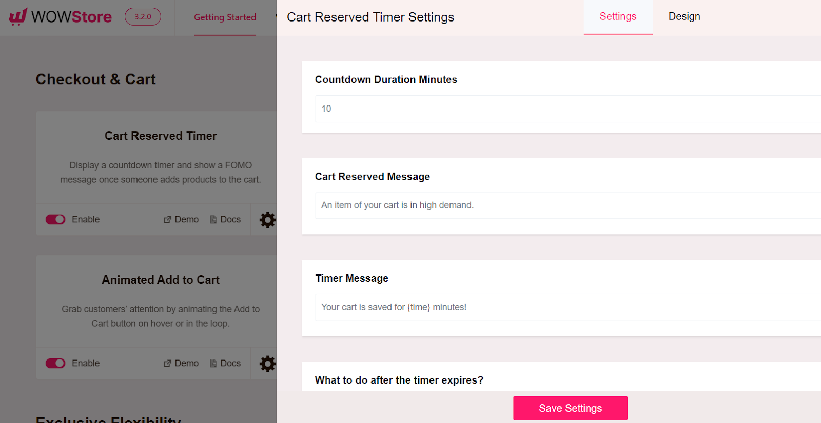 cart reserved timer messages