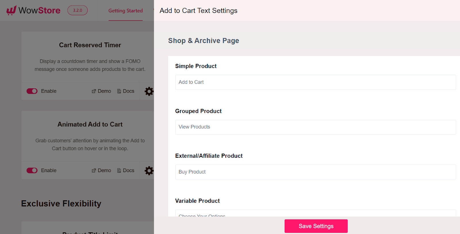 change add to cart text in shop and archive pages