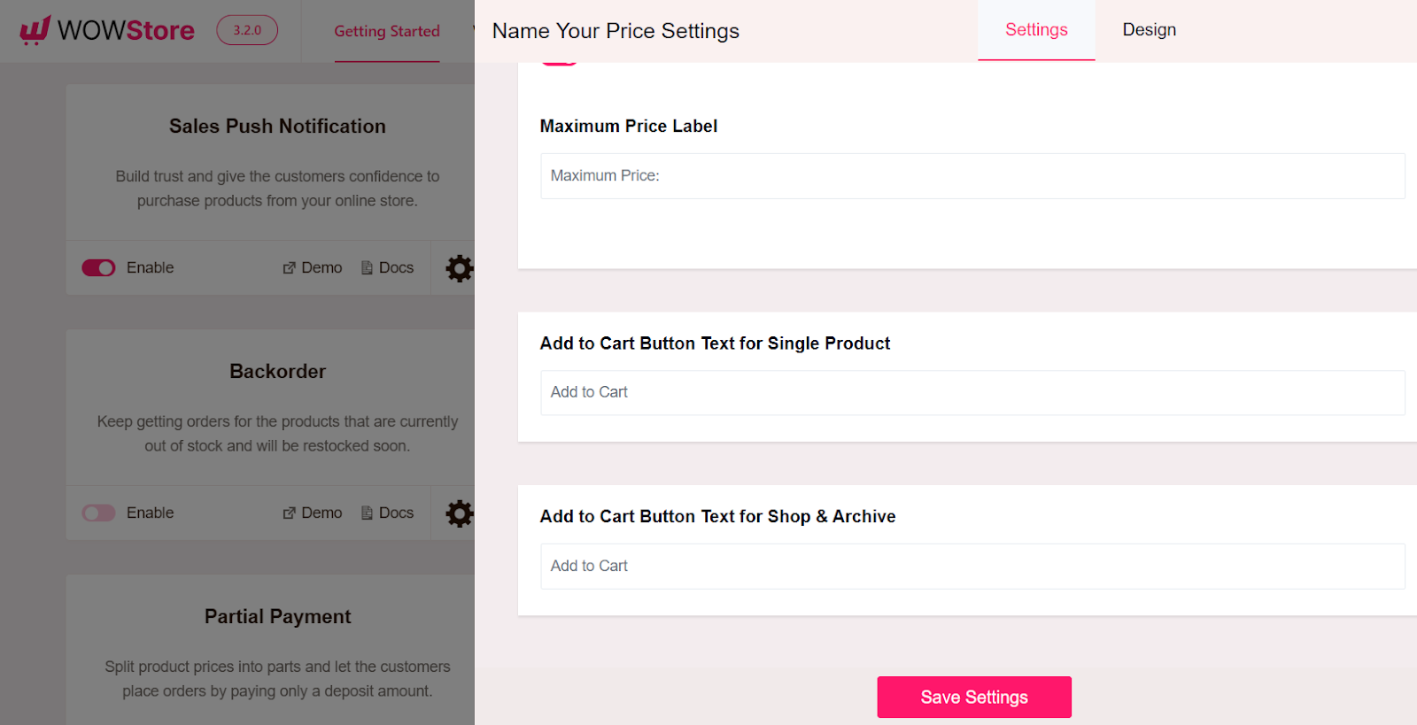 changing add to cart button text for name your price feature