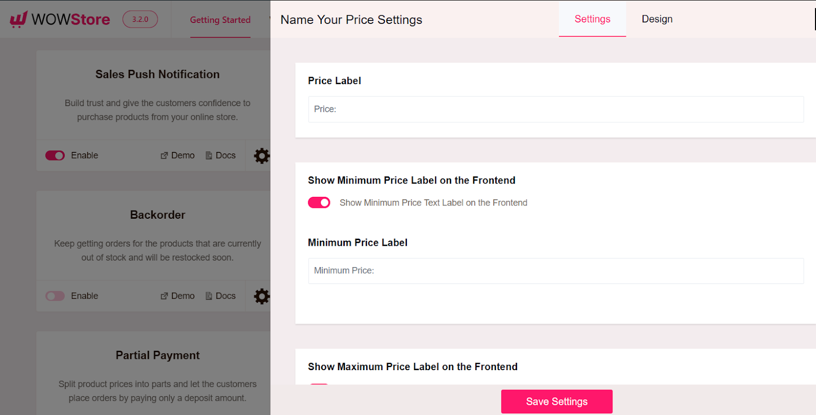 changing price label for name your price feature