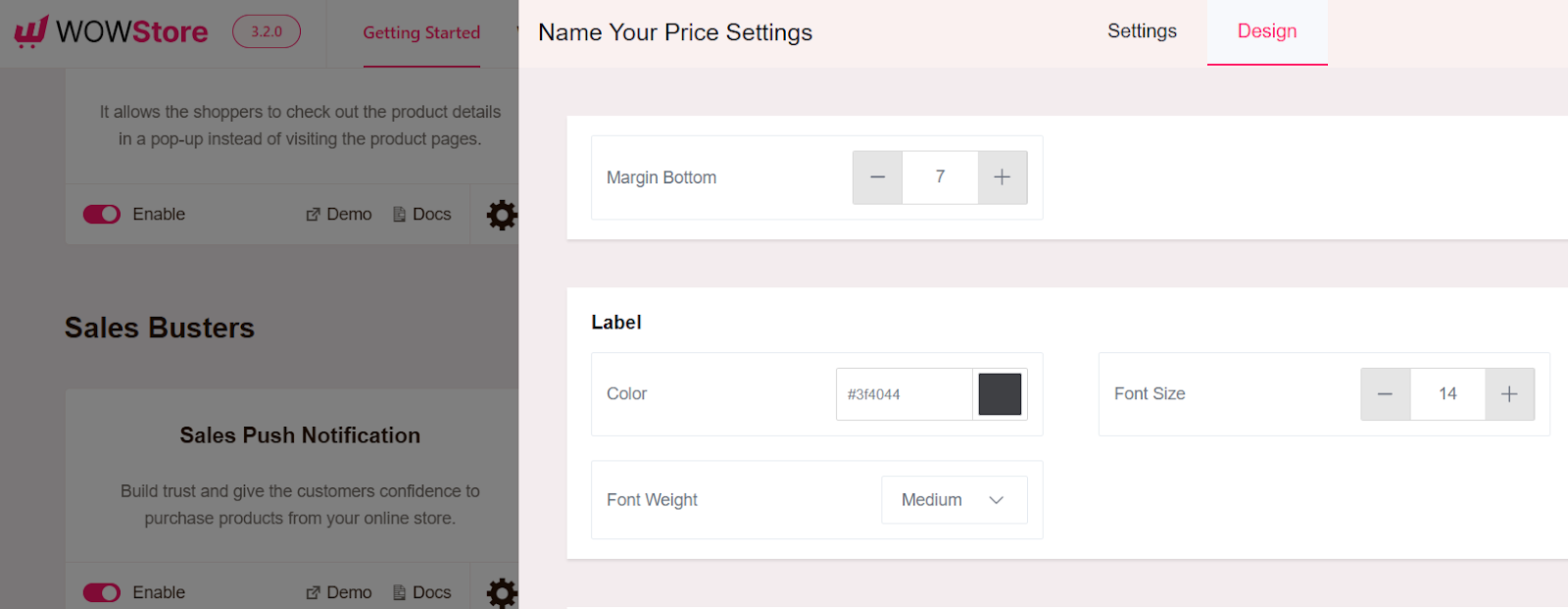 custom design for name your price feature