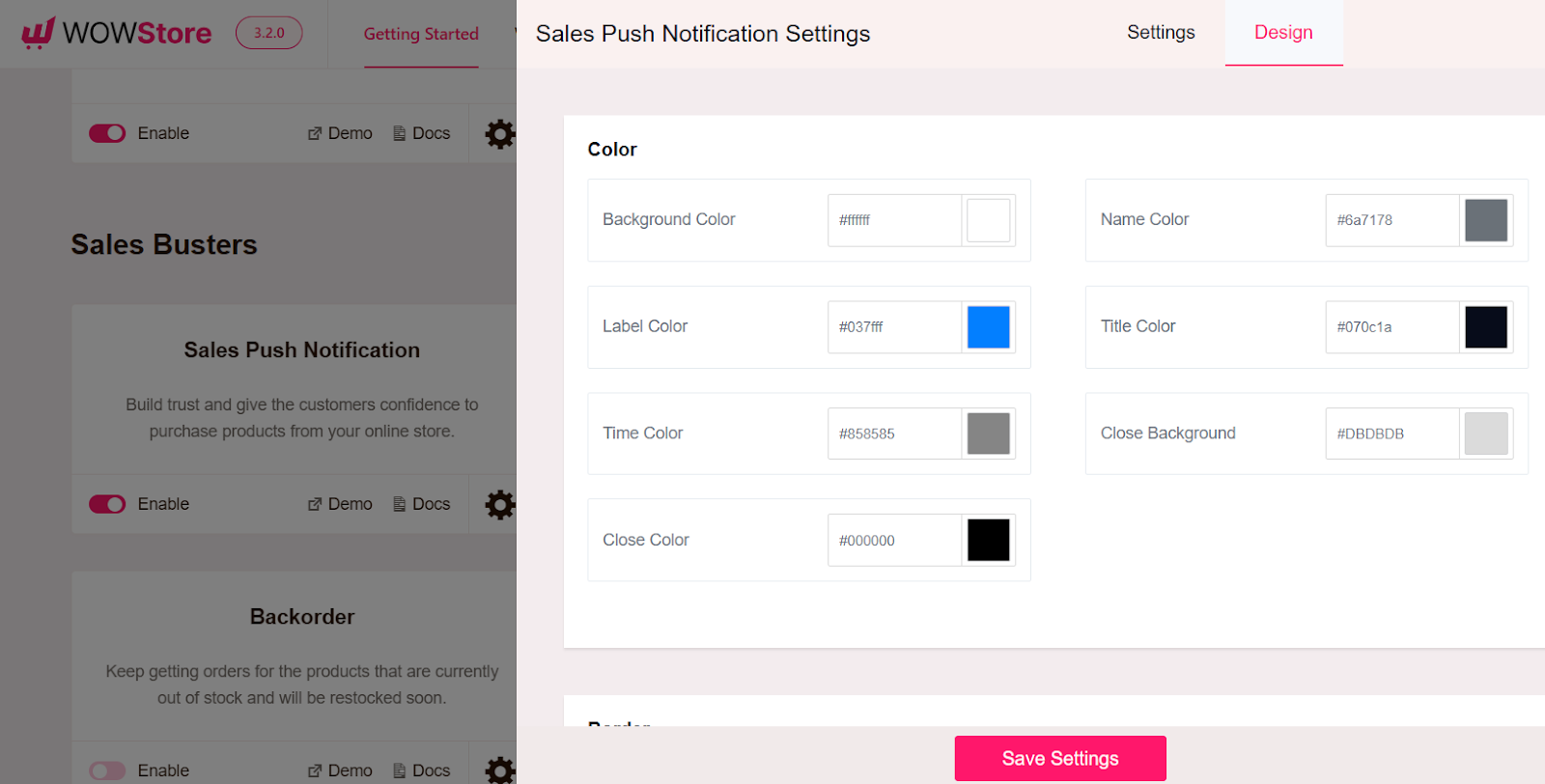 customize design for the sales push notification