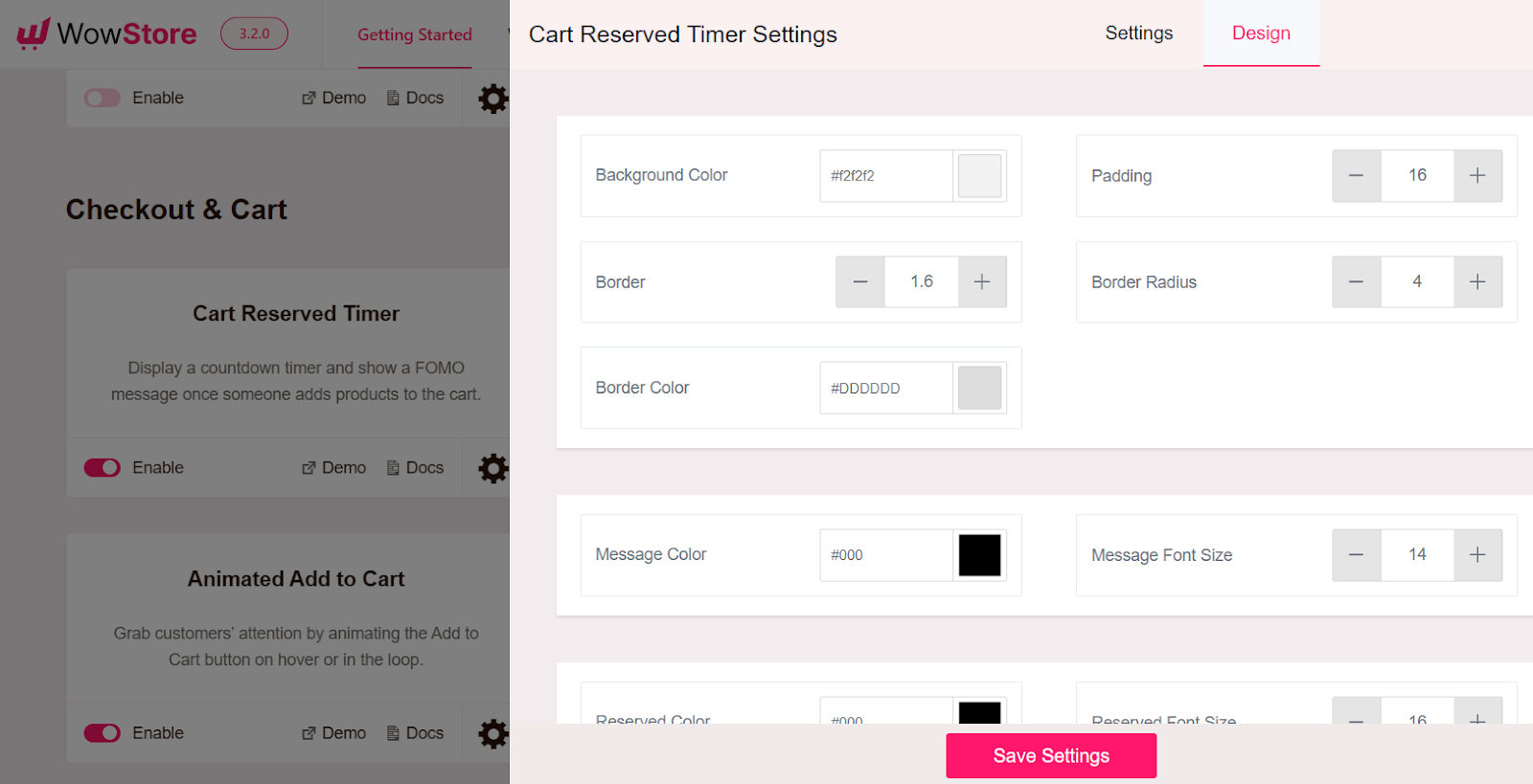 customizing design for cart reserved timer