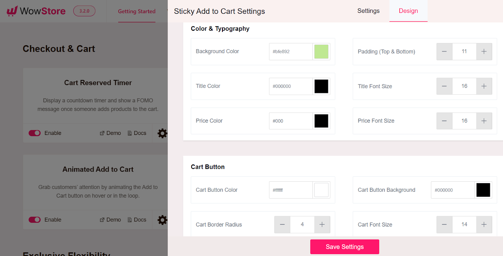 customizing the design for Sticky Add to Cart