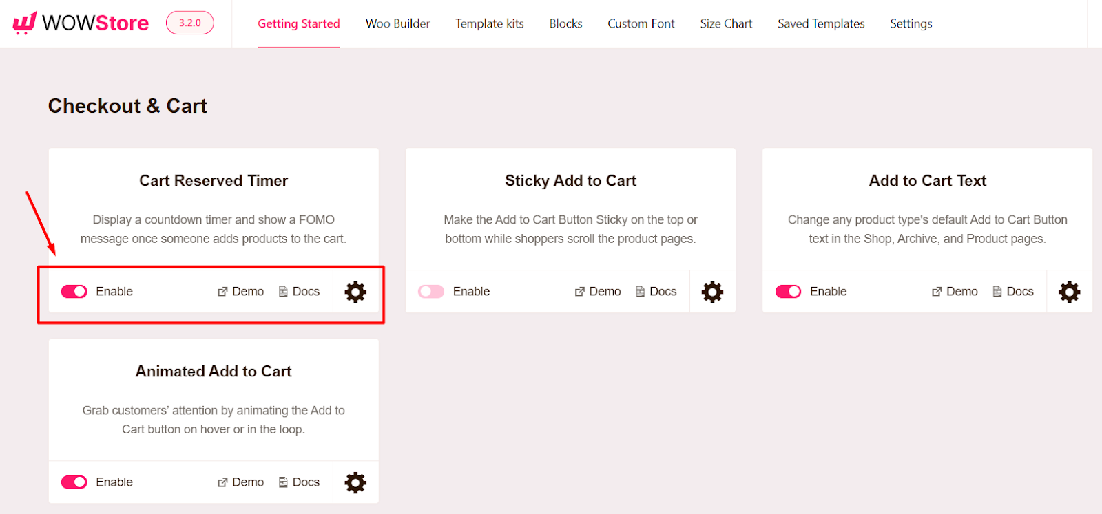 setting up the cart reserved timer feature